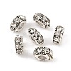 Flat Round Antique Silver Plated Alloy Rhinestone European Beads X-ALRI-Q228-10H-2