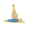 Rack Plating Brass Micro Pave Clear Cubic Zirconia Pendants KK-K341-55G-1