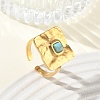 304 Stainless Steel & Synthetic Turquoise Cuff Rings GG-CBABFED-01G-2
