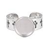Hollow Cross 304 Stainless Steel Cuff Ring Components SA-CBA098D-02P-B-2