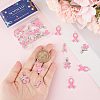 30Pcs 3 Style October Breast Cancer Pink Awareness Ribbon Alloy Enamel Pendants ENAM-SC0003-32-3