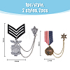 2Pcs 2 Style Republique Francaise Eagle & Leaf Hanging Charms Lapel Pins with Safety Chains JEWB-FH0001-18-2