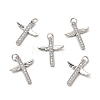 Brass Micro Pave Clear Cubic Zirconia Connector Charms KK-E068-VB257-1