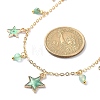 Natural Agate Round & Alloy Enamel Star Charms Bib Necklace with 304 Stainless Steel Chains NJEW-JN04404-02-3