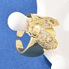 Ladybug Brass Micro Pave Cubic Zirconia Cuff Rings for Women RJEW-A088-09A-G-2