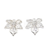 Brass Pave Clear Cubic Zirconia Flower Pendants KK-C168-23S-1