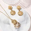 304 Stainless Steel Shell Pendant Necklaces & Stud Earrings Sets SA-CBA2C2A-05G-1