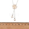 Natural Cultured Freshwater Pearl Beaded Flower Pendant Brass Cable Chain Necklaces for Women NJEW-JN06561-4