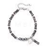 304 Stainless Steel Leaf Charm Bracelets BJEW-JB12939-01-1