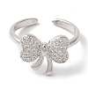 Bowknot Brass Micro Pave Clear Cubic Zirconia Open Cuff Rings for Women RJEW-C098-03P-2