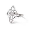 Heart with Sailor's Knot 304 Stainless Steel Hollow Open Cuff Ring for Women RJEW-E073-02P-2