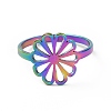 Ion Plating(IP) 201 Stainless Steel Flower Finger Ring RJEW-J051-30MC-2