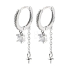 Rhodium Plated 925 Sterling Silver with Cubic Zirconia Hoop Earring Findings EJEW-B038-14P-1