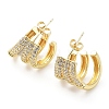 Clear Cubic Zirconia Round Stud Earrings EJEW-G350-02G-1
