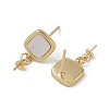 Brass with Shell Stud Earring Findings KK-G497-33G-2