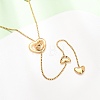 304 Stainless Steel Heart Y Tassel Lariat Necklaces for Women NJEW-F378-04G-2
