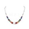 Natural & Synthetic Mixed Gemstone Graduated Beaded Necklace for Women NJEW-JN04187-4