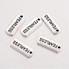 Tibetan Style Alloy Rectangle with Word Fearless Pendants TIBEP-Q043-064-RS-1