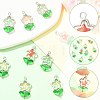 10Pcs 5 Colors Flower Glass Pendants PALLOY-FS00077-3