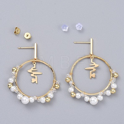 Dangle Stud Earrings EJEW-JE04065-01-1