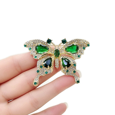Alloy Rhinestone Butterfly Brooch PW-WG1B29C-01-1