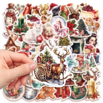 50Pcs/set Christmas PVC Self-Adhesive Stickers PW-WGE1BF0-01-1