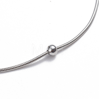 304 Stainless Steel Round Snake Chain Anklets AJEW-G024-13P-1