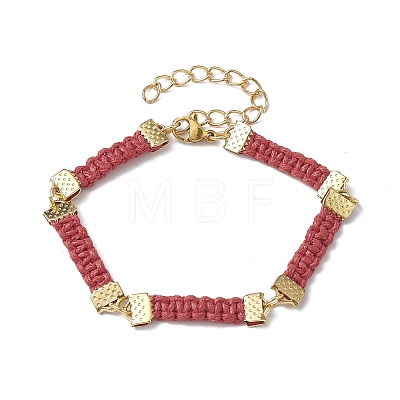 Braided Waxed Polyester Rectangle Link Chain Bracelets BJEW-JB10000-04-1