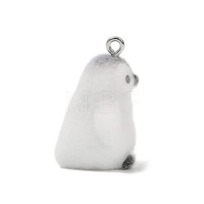 Animal Theme Flocky Opaque Resin Pendants RESI-H042-01P-10-1
