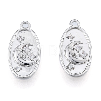 Brass Micro Pave Clear Cubic Zirconia Pendants KK-N216-573P-1