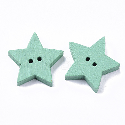 2-Hole Spray Painted Wooden Buttons BUTT-T007-006B-01-1