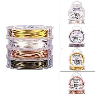 4 Colors Round Copper Wire for Jewelry Making CWIR-BC0002-02-1