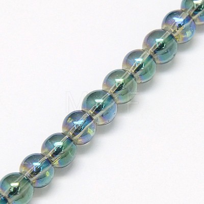 Electroplate Crystal Glass Round Beads Strands EGLA-F037-4mm-A-1