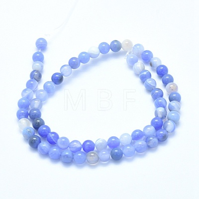 Natural Blue Chalcedony Beads Strands G-G765-30-6mm-1