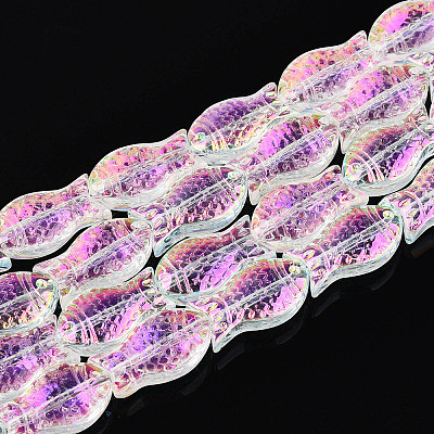 Transparency Electroplate Glass Beads Strands GLAA-T023-40B-01-1