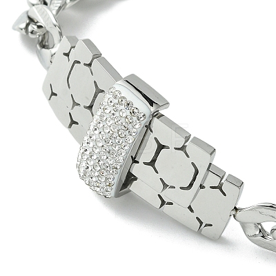 Cubic Zirconia Rectangle Link Bracelet with 304 Stainless Steel Chains BJEW-Q775-01P-1