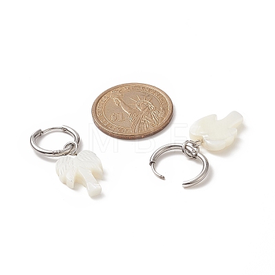 Natural Shell Dangle Hoop Earrings EJEW-JE05195-1