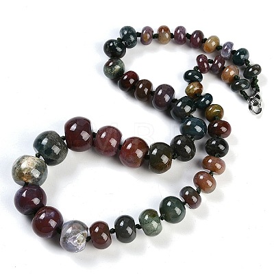 Natural Indian Agate Rondelle Graduated Beaded Necklaces for Women Men NJEW-K388-02J-1