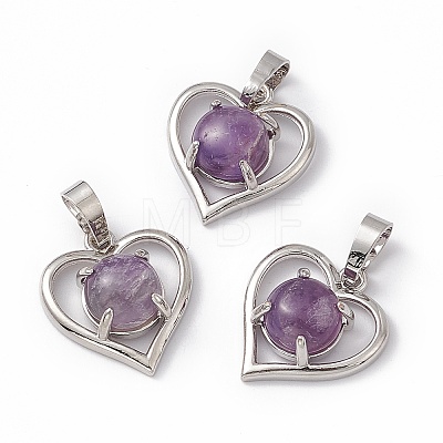 Natural Amethyst Pendants G-P484-04P-04-1