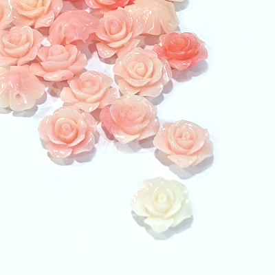 Synthetic Coral 3D Flower Rose Beads CORA-A005-14mm-25-1