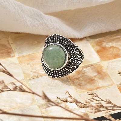 Natural Green Aventurine Adjustable Rings RJEW-I108-03AS-05-1