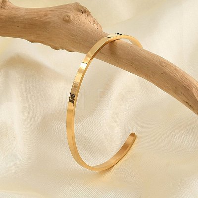 Ion Plating(IP) 304 Stainless Steel Cuff Bangles LS-BJEW-K173-02G-1