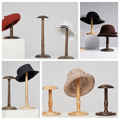 Wooden Dome Shaped Stem Hat Rack AJEW-I051-01A-02-1