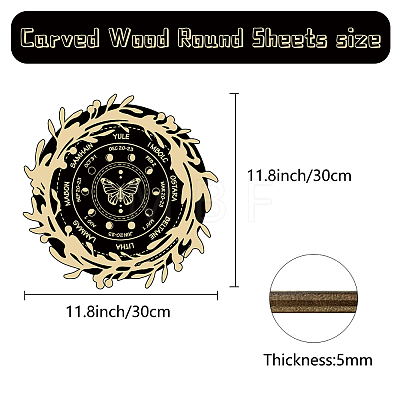 Carved Wood Round Sheets AJEW-WH0333-001-1