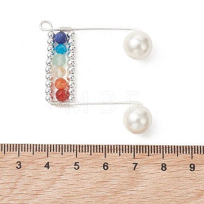 Faceted Round Natural Mixed Stone Pendants PALLOY-TA00410-1