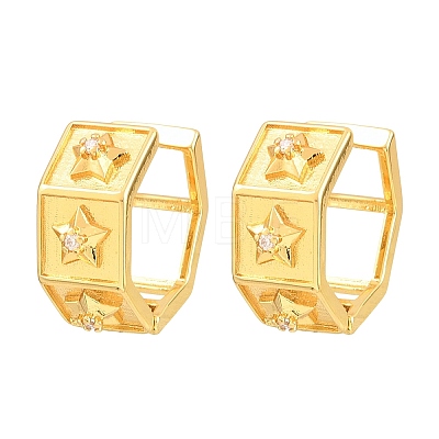 Brass Micro Pave Clear Cubic Zirconia Hoop Earrings for Women EJEW-T058-01C-G-1