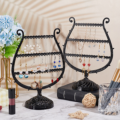 3-Tier PP Plastic Earring Display Stands EDIS-WH0012-28A-1