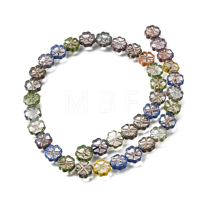 Picasso Baking Paint & Golden Metal Enlaced Glass Beads Strands GL-CBA98F0-01-1