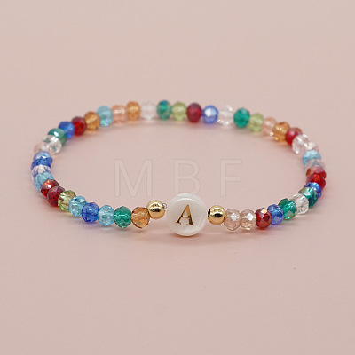 Handmade Bohemian Colorful Faceted Rondelle Glass Beaded Stretch Bracelets UI5654-1-1