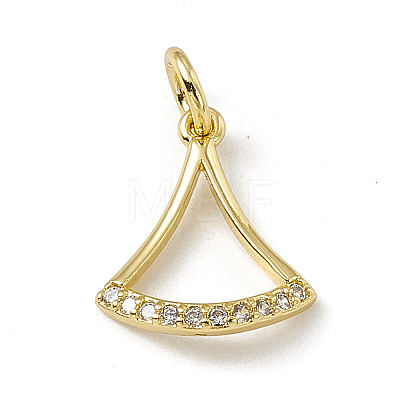 Brass Micro Pave Clear Cubic Zirconia Ginkgo Leaf Charms ZIRC-F132-85G-1